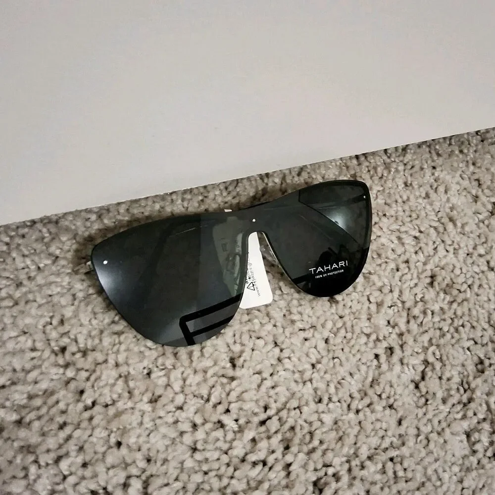 Tahari Women's Rimless Shield 100% UV Protection Sunglasses Dark Lenses NWT